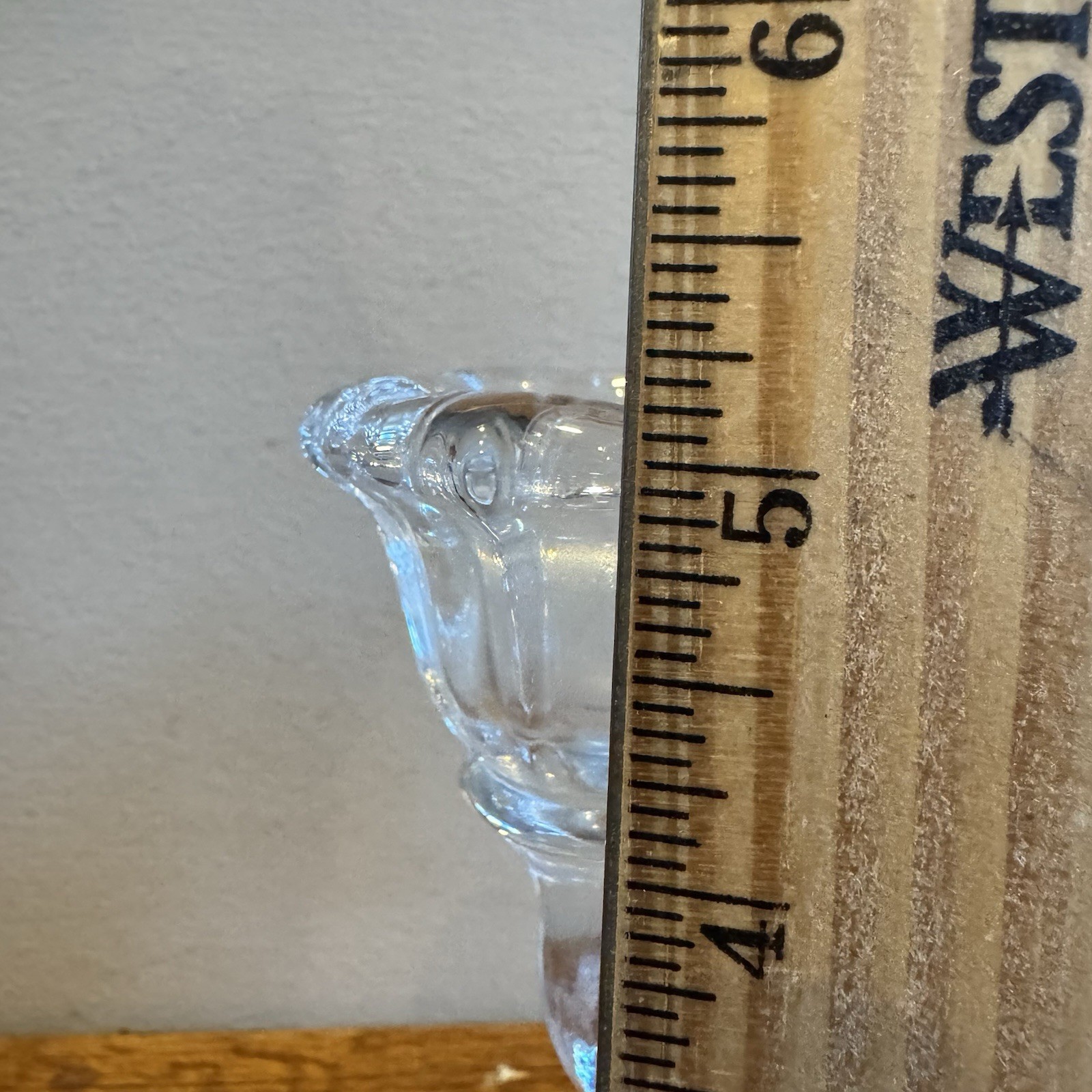 Vintage Cambridge Rose Point 3-Arm Etched Keyhole Glass Candleholder Candelabra