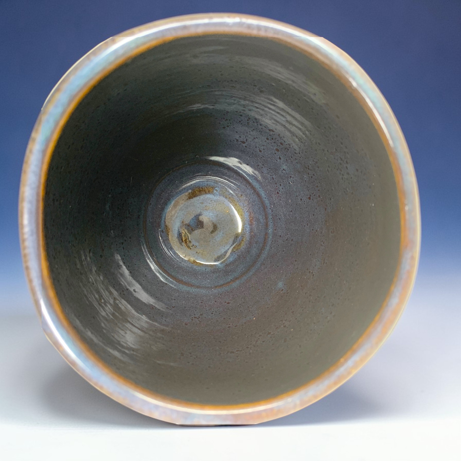 Signed Ken Reese Studio Pottery Vase Blue Lava Glaze 8” Hand Thrown Vessel