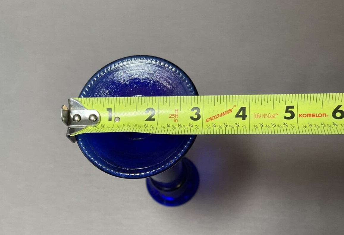 Vintage Recycled Cobalt Blue Pillar Style 7 inch Candle Holder or Vase
