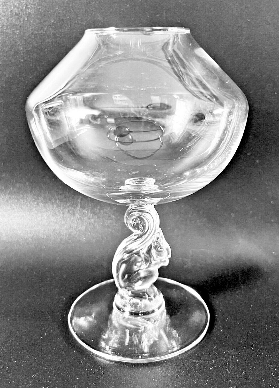Libbey Silhouette Clear Squirrel Stem Glass VIOLET VASE 5 3/8 Inches Scarce