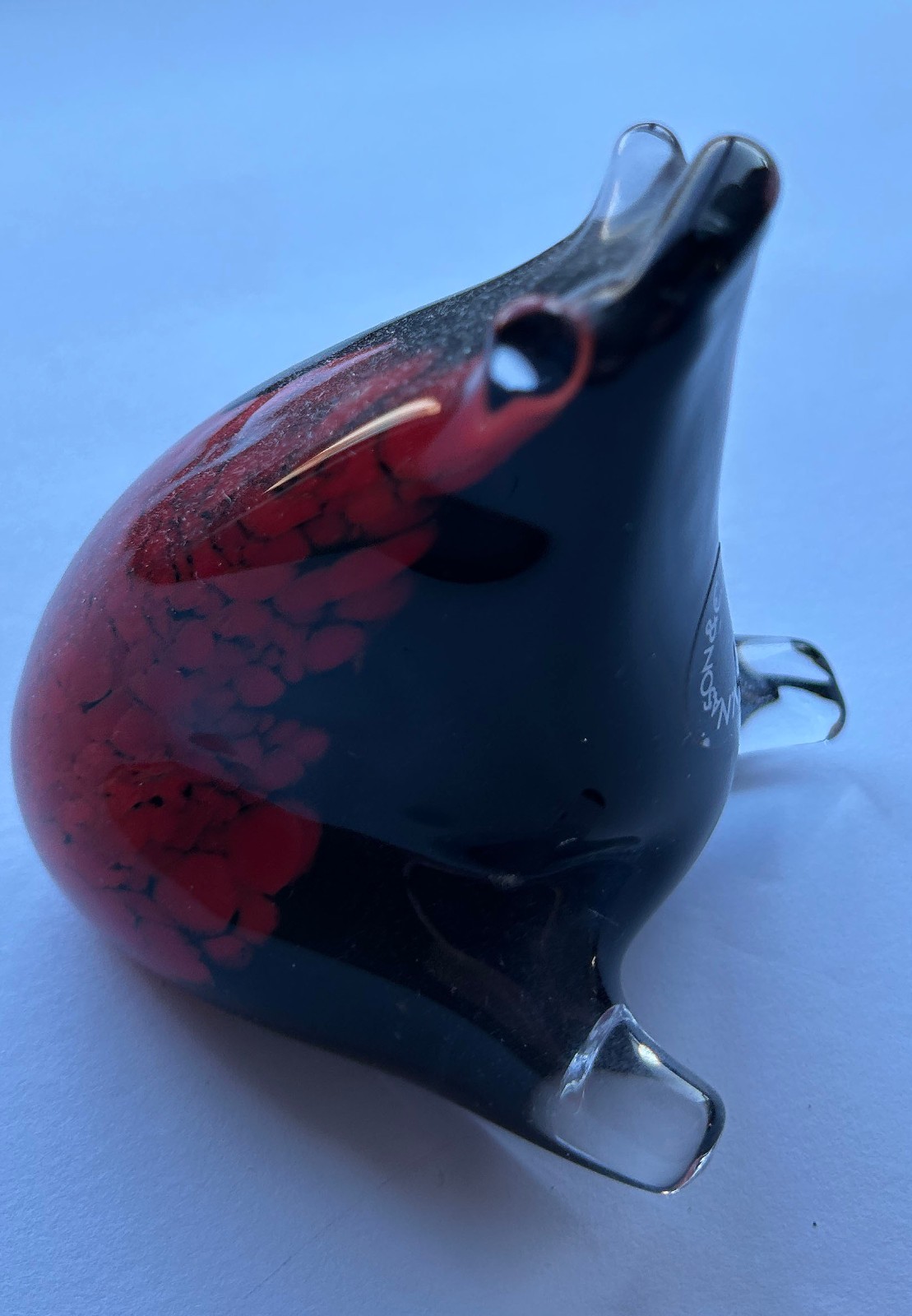 BEAUTIFUL VTG V. Nason & C Murano MURANO Glass Red & Black Frog Figurine ITALY