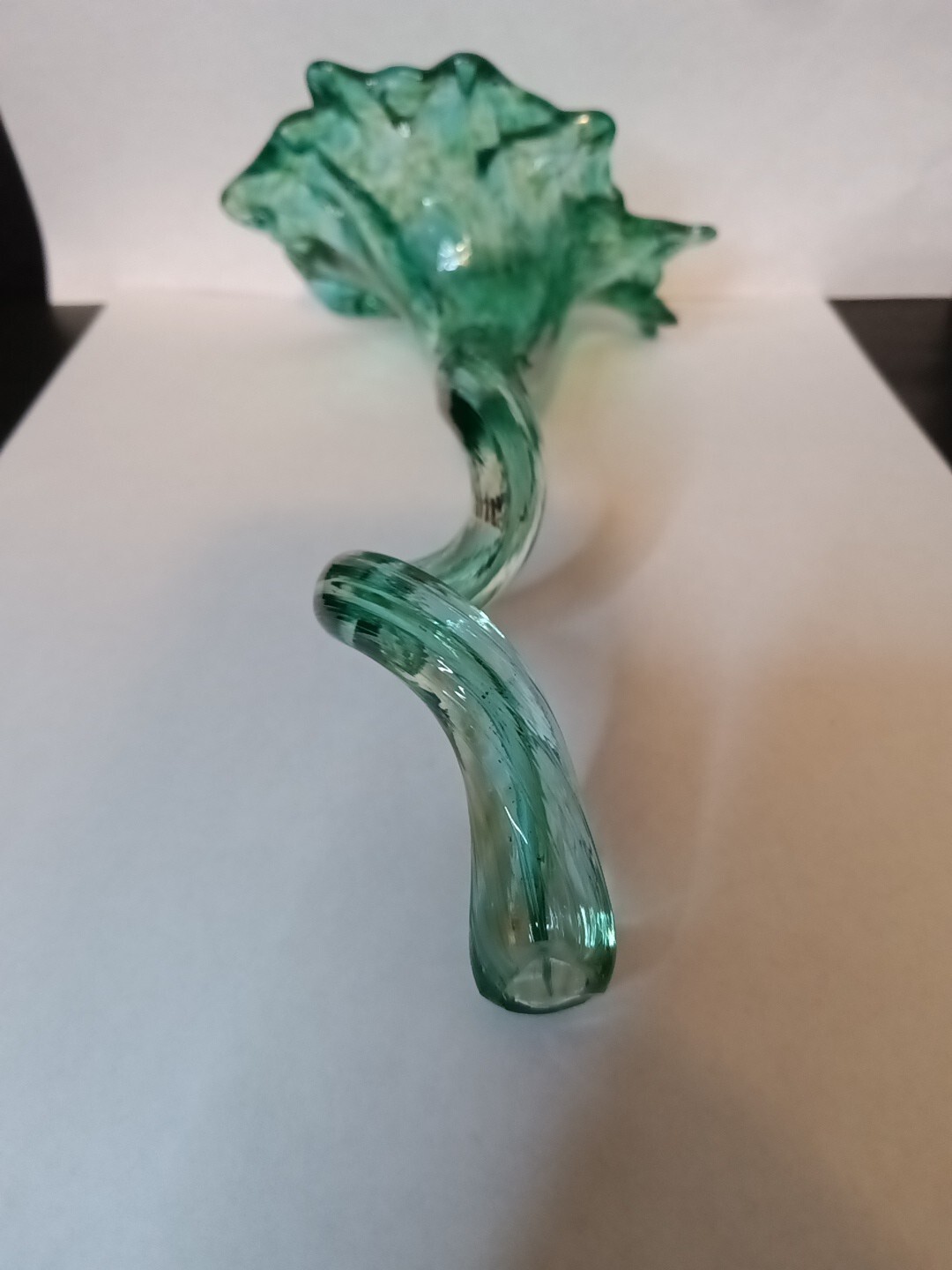 Art Glass Flower Sculpture Figure Decor Abstract 9.5″ Green Blue
