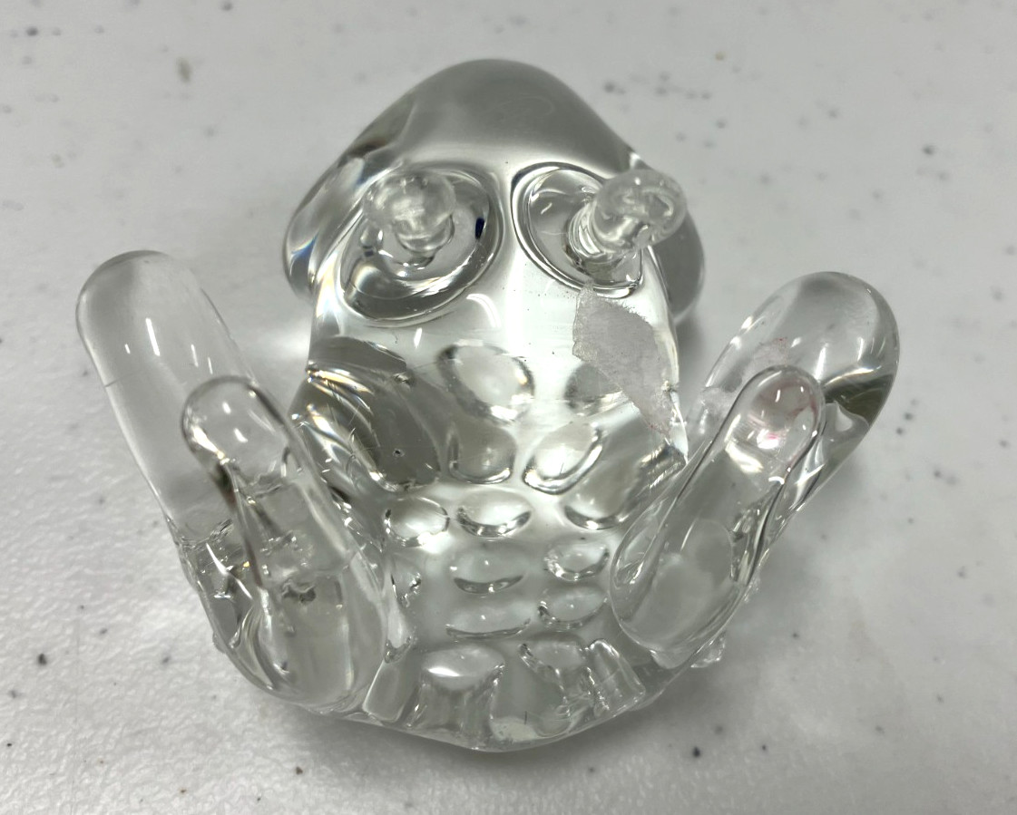 Vintage Art Glass Crystal Glass Frog Toad Figurine, Unique Art Décor F