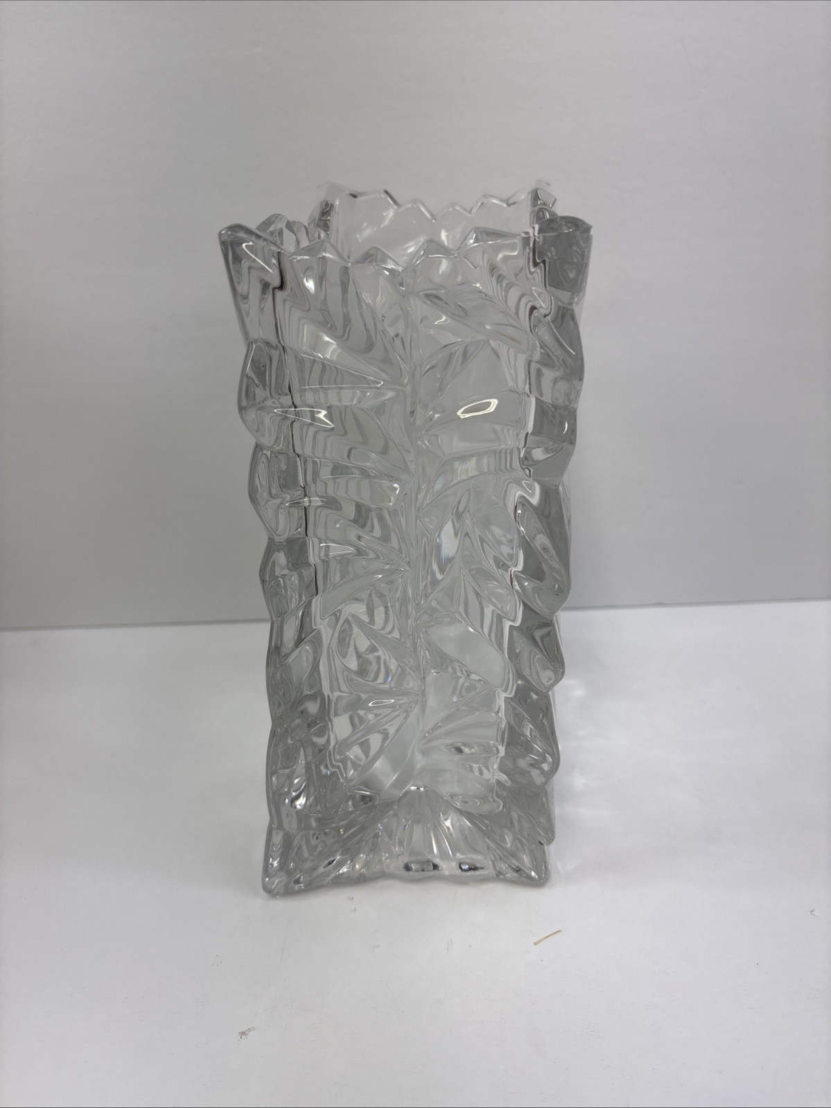 Vtg ROSENTHAL Studio-line 8.75″×6″ Clear Crystal Crinkle Bag Vase~8 Lbs