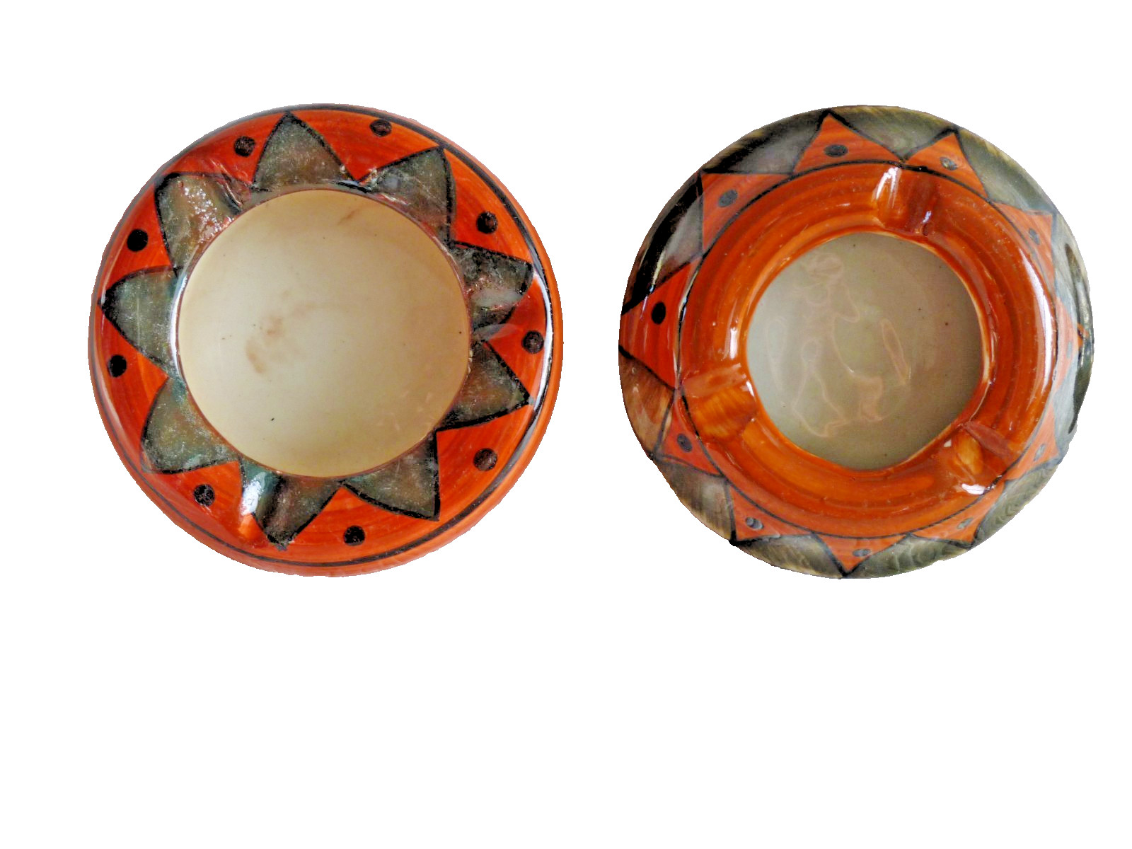 MCM Cigarette Cigar Ashtray Trinket Dish Studio Pottery Set of 2