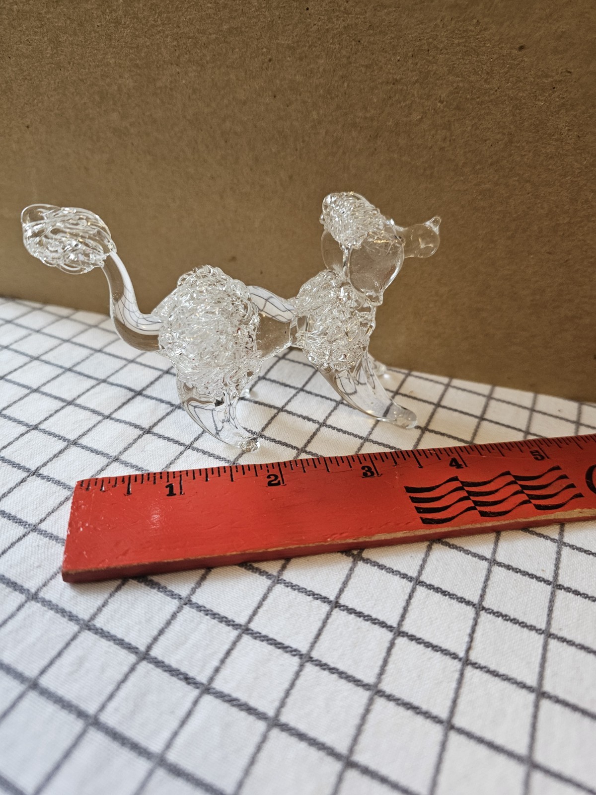 Crystal Blown Glass French Poodle Dog Figurine 4″ Long 2.75″ Tall