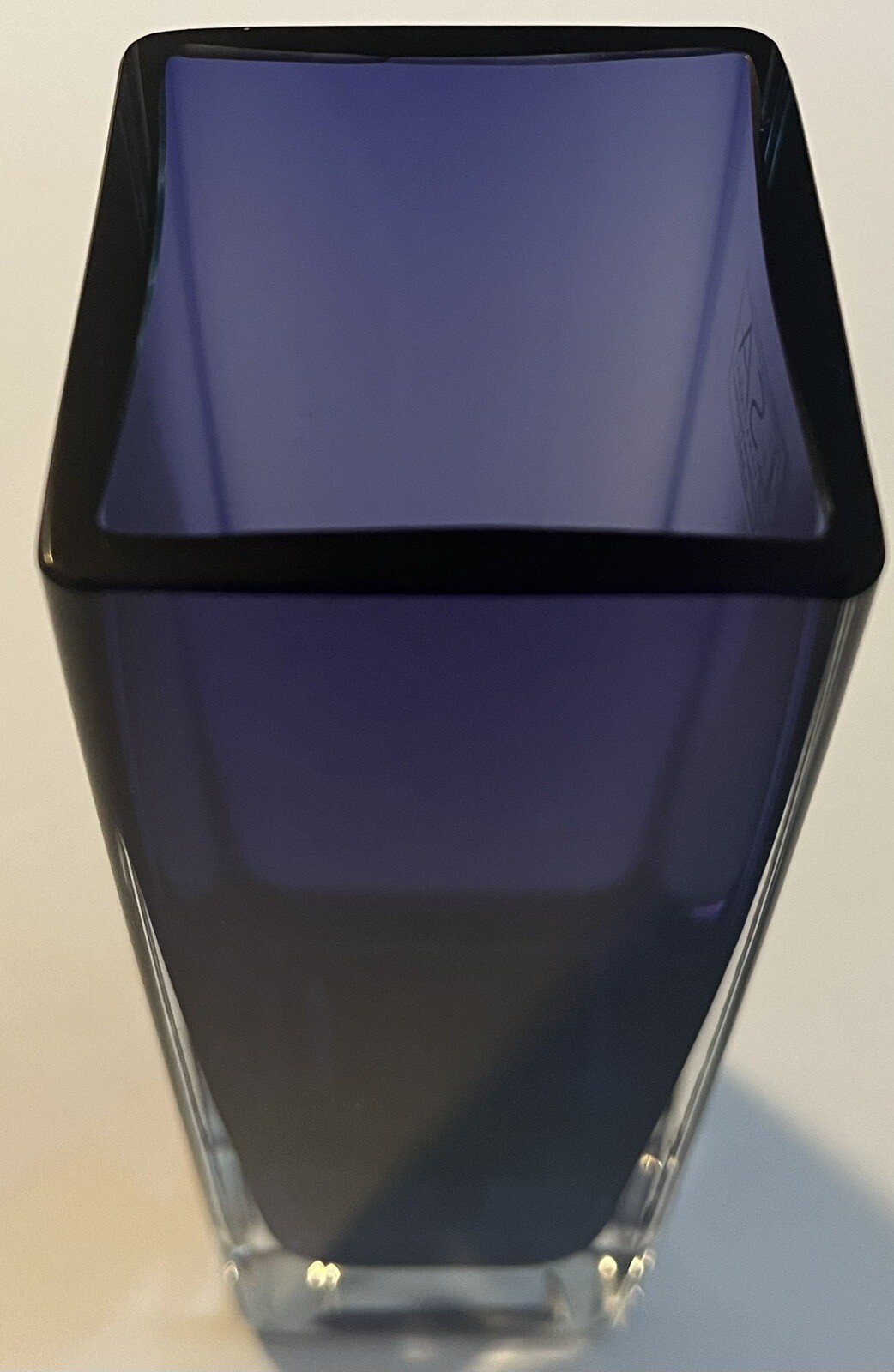 Vase LSA International Cobalt Blue, Clear Art Glass 8″x2 3/8″ Square Poland