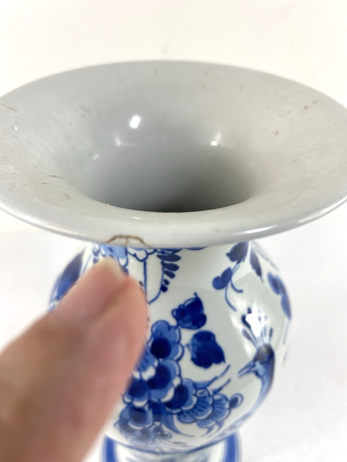 Royal Delft 9.5″ Blue Peacock and Floral Baluster Vase Baluster 1960s