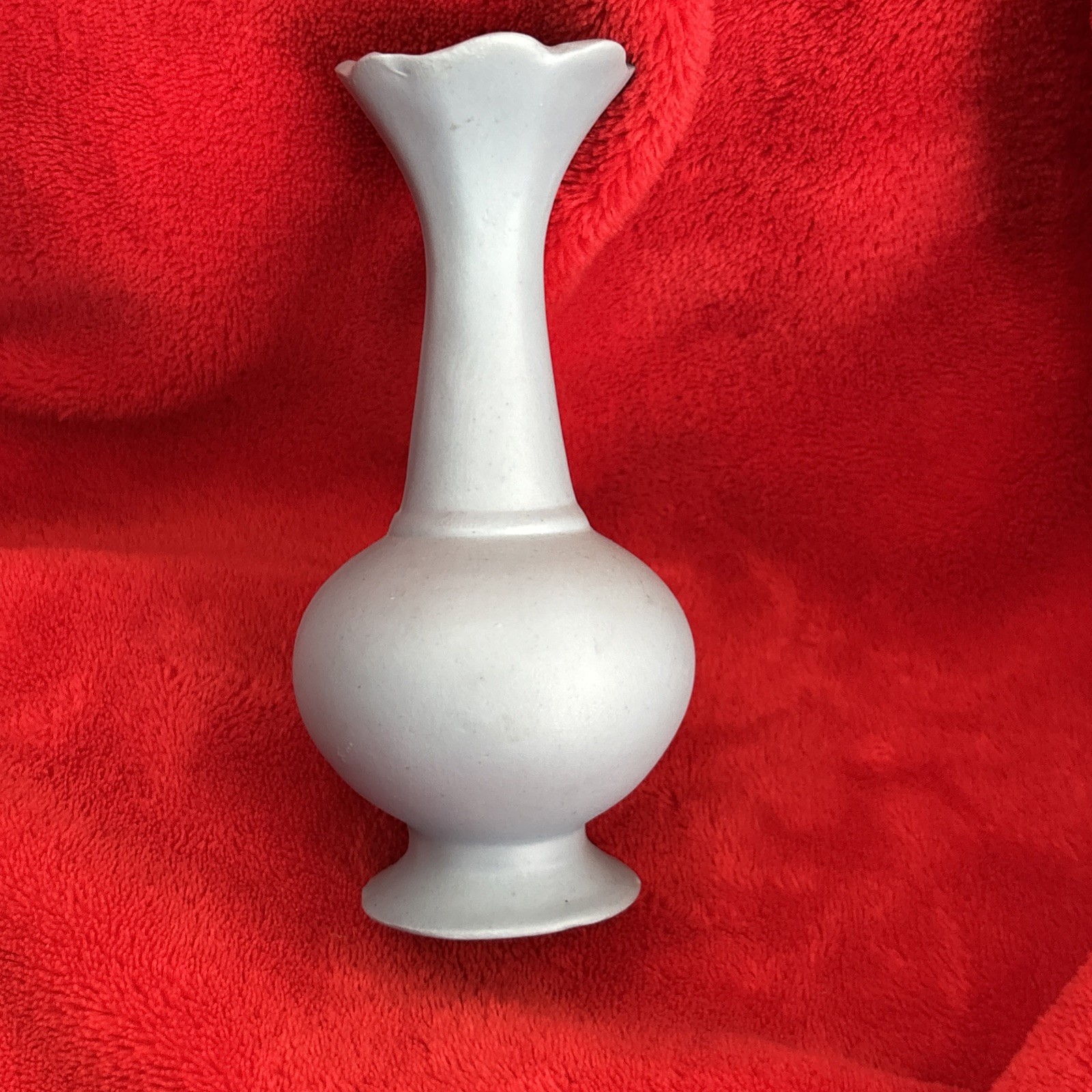 Taient Jasperware-Type Blue Cameo Bisque Bud Vase 6″