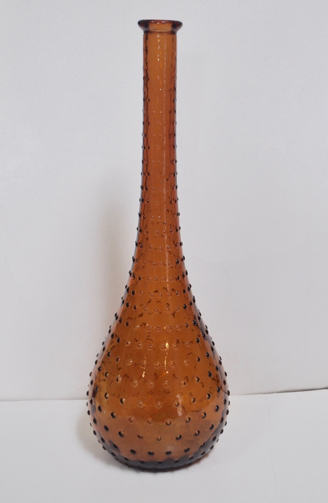 Vintage Mid Century Modern MCM Amber Hobnail Stretch Vase 16″ Tall