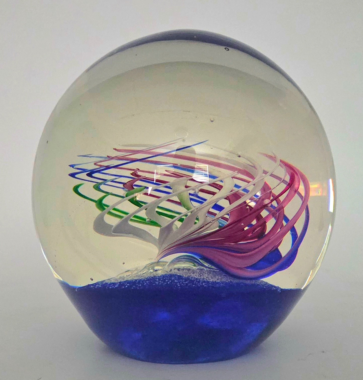 Elegant Dynasty Gallery Cobalt Blue and Multi-Color Swirl Paperweight
