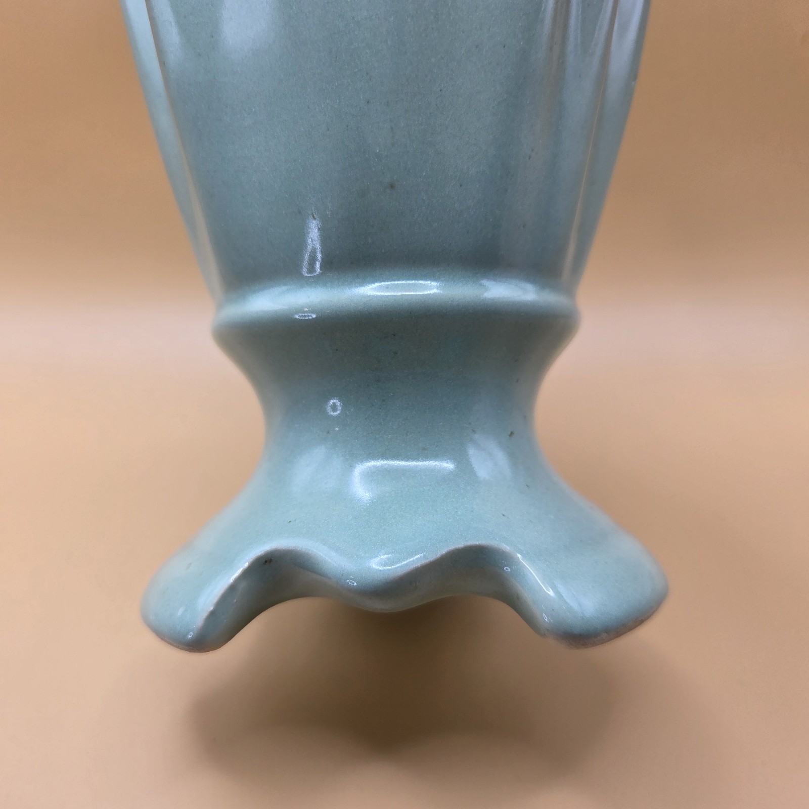 Brush McCoy Pottery 712 Mint Green Fluted Vase 8″ Art Deco 1940s USA