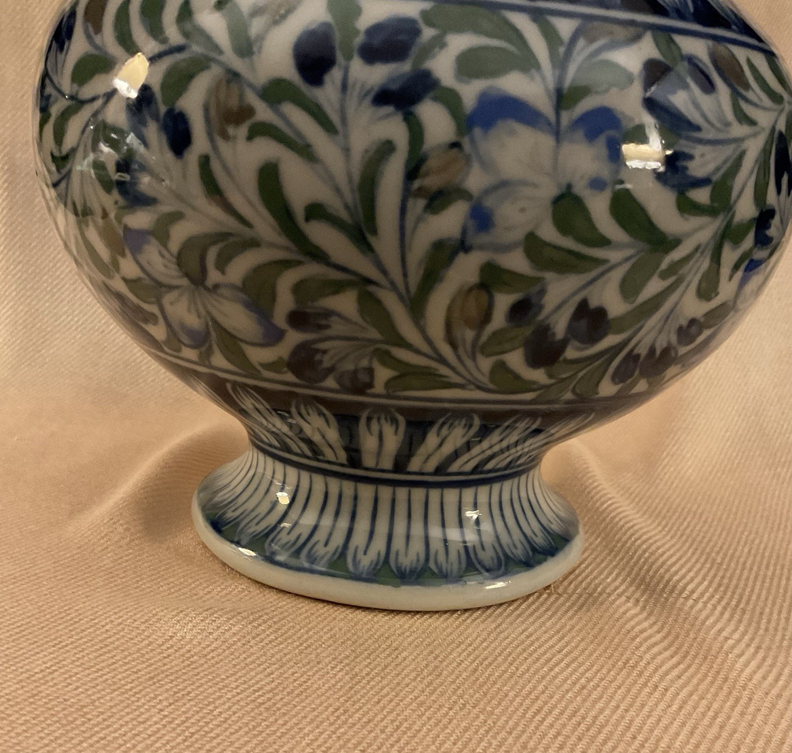Antique Iznik-style Glazed Vase With Floral Motifs, 12 in