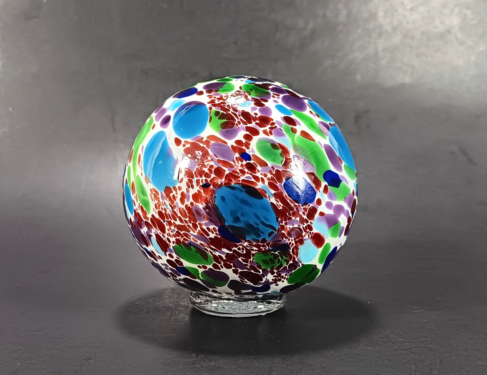 Blown Glass Art Pond Float Multicolored Confetti Orb 3″ Decorative Water Ball