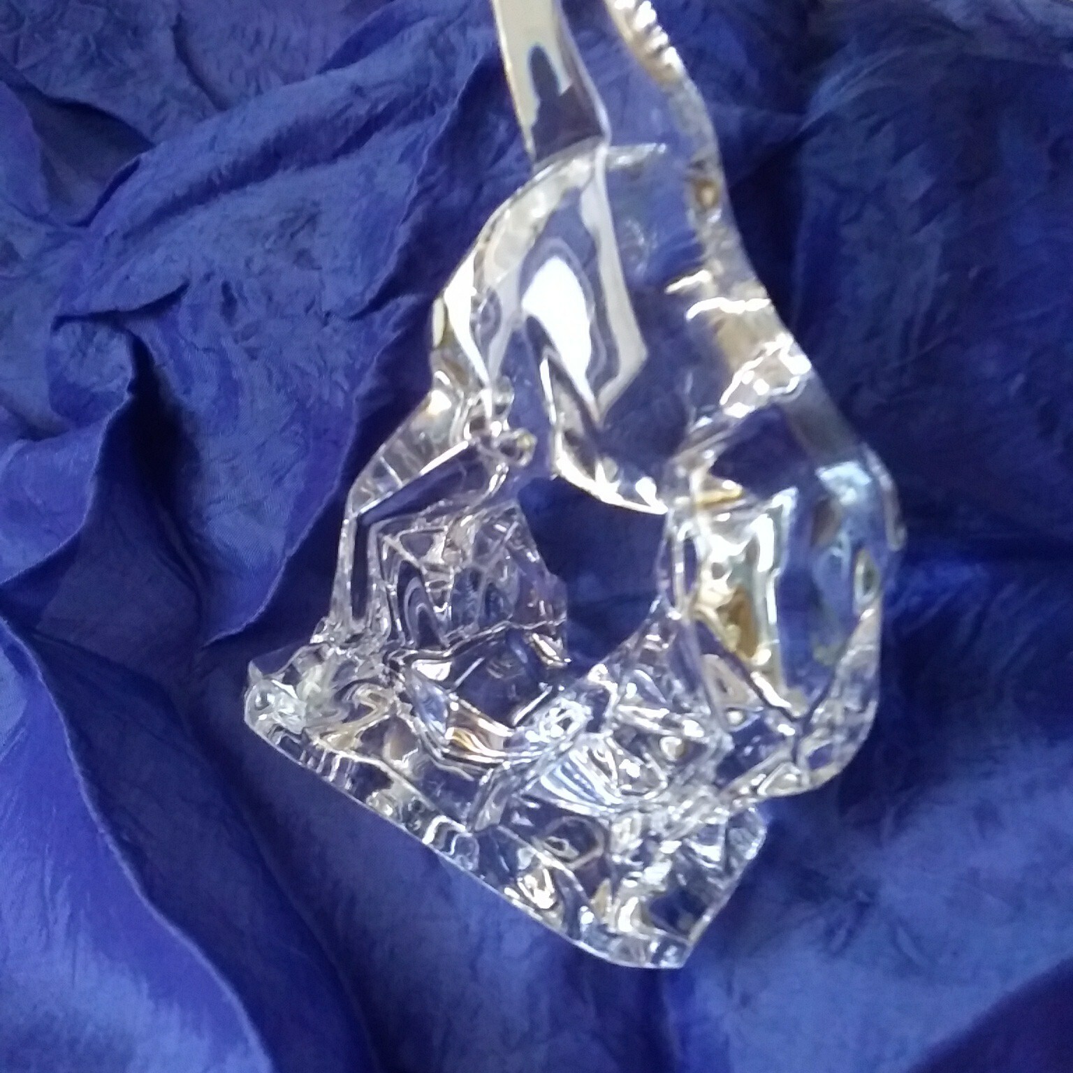 Italian Crystal Giraffe Chiseled Figurine 24% Lead Glass Made In Italy
