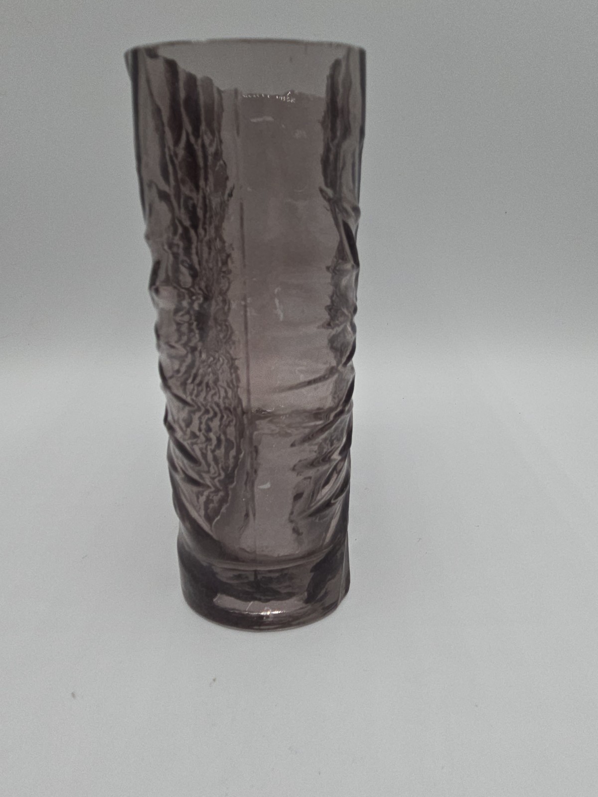 Art Glass Textured Starburst Rectangle Vase Smoke Color READ
