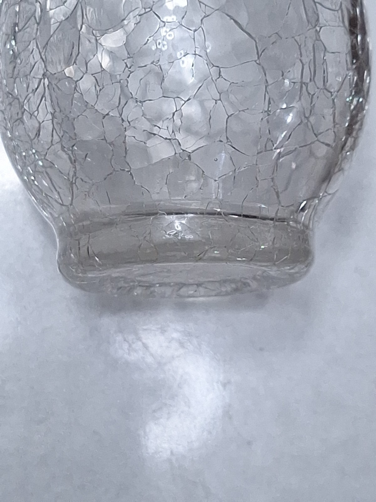 Vtg.Clear Crackle Glass Vase W/Ruffle Top~Handmade By ARTGLASS~8″ Tall~ #1931