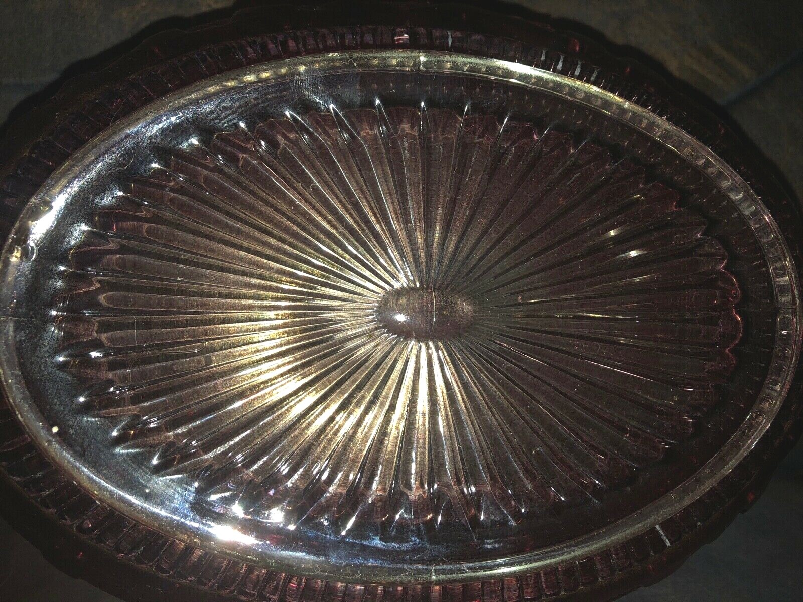 US GLASS TIFFIN 11.5″ DELAWARE 1899 CRANBERRY/GOLD FLORAL OVAL CENTERPIECE BOWL