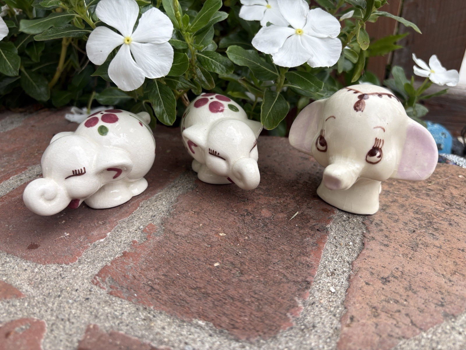 Lot 4 Vintage Rio Hondo California Pottery Elephants & Cow Figurines 3″-4”
