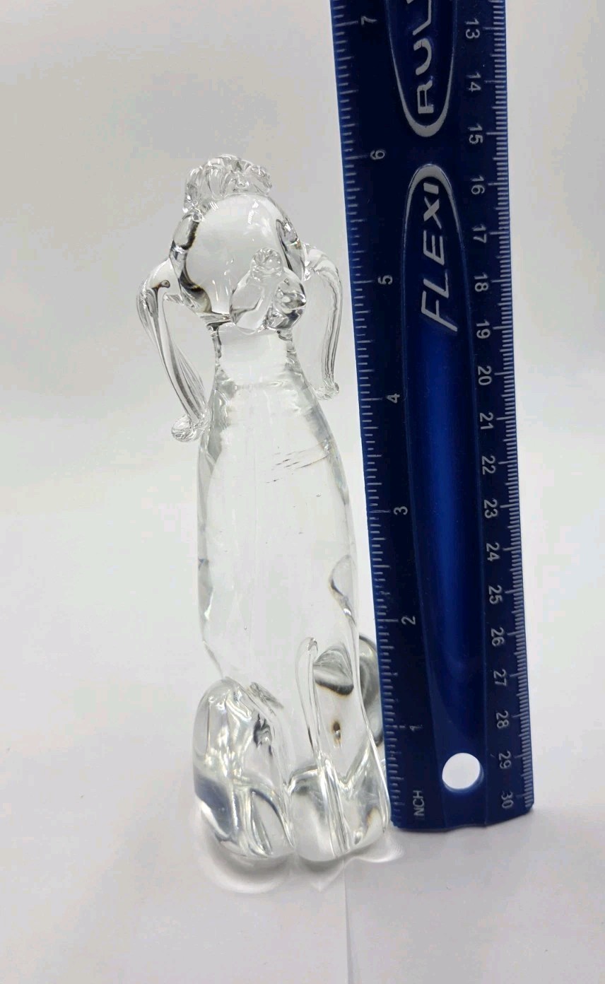 Vintage Chalet Art Glass Lead Crystal Poodle Dog Figurine Canada Mid Century