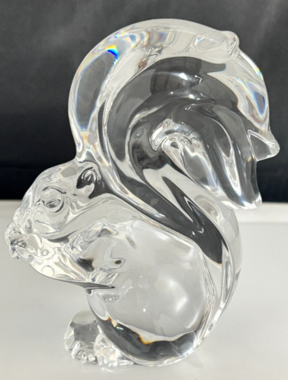 HOYA Crystal Squirrel Figurine Paperweight Clear Glass Japan Vintage Decor