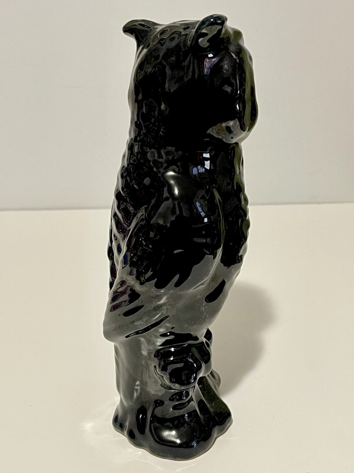 VTG Van Briggle Black Clay Owl Perch Colorado Springs CO 9.5 Inches Tall Signed