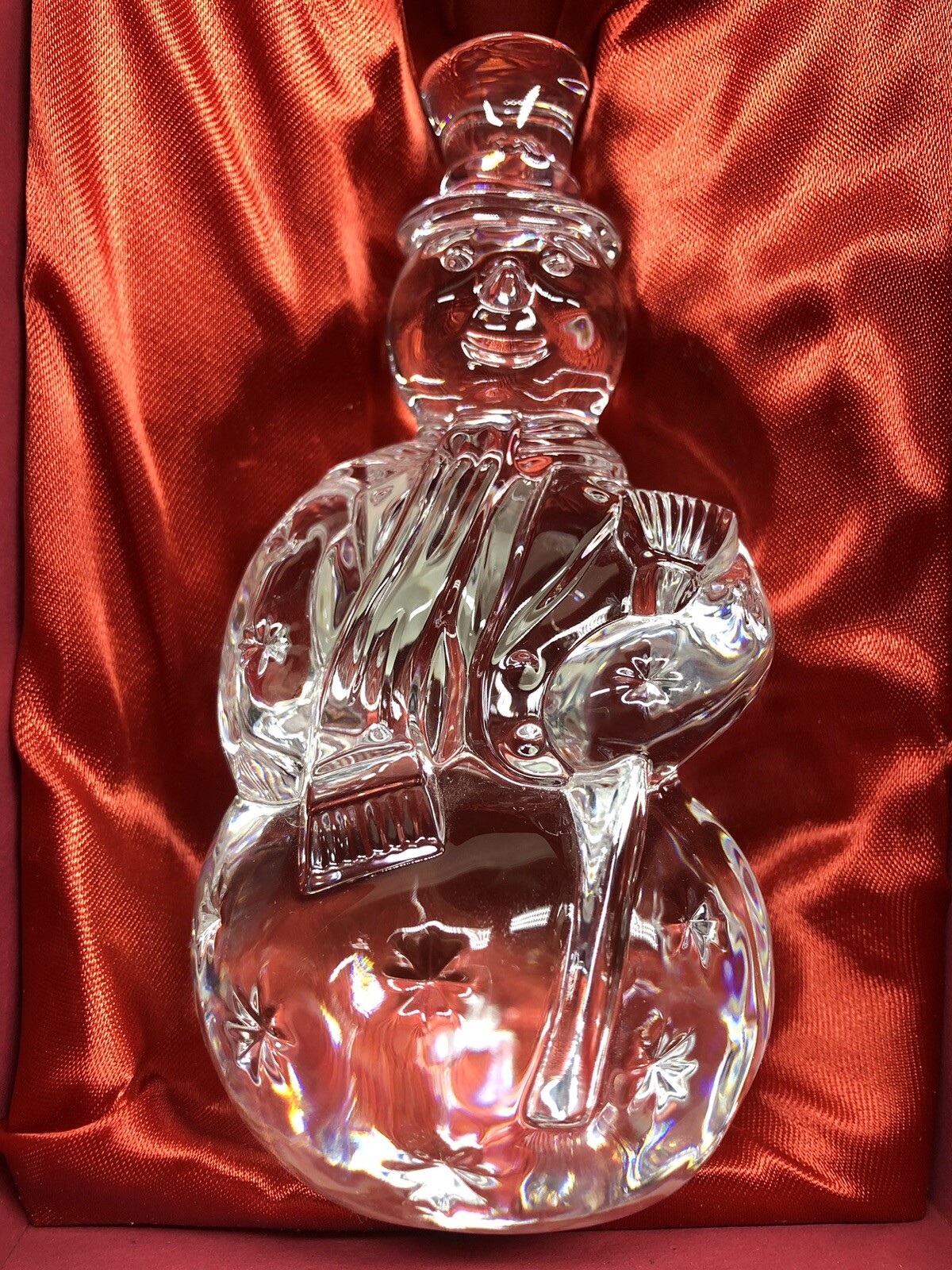 Waterford Crystal Christmas Holiday SNOWMAN SCULPTURE Figurine Paperweight MINT