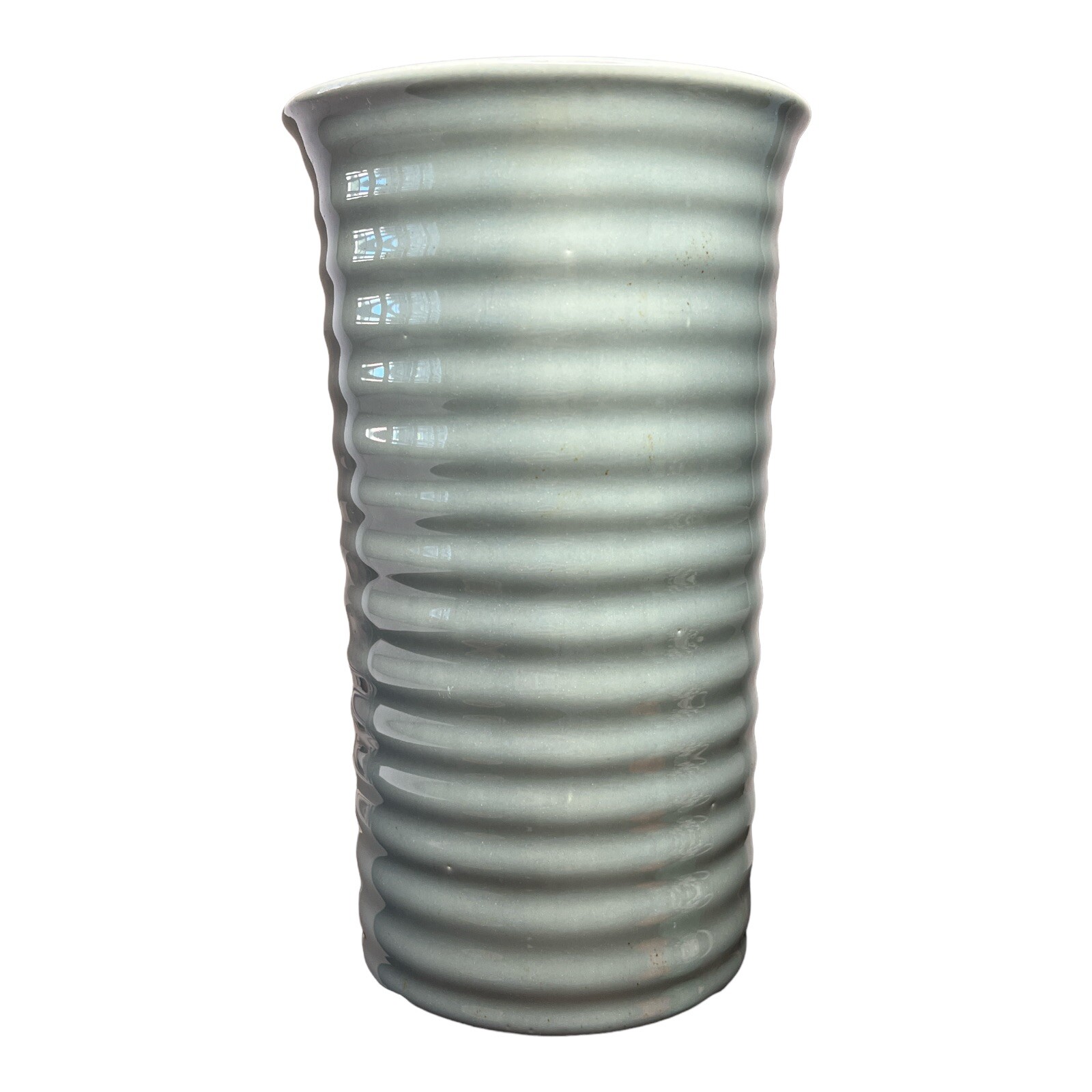 Bauer Company Pottery Ringware Dove Grey Glossy 7.25” Vase Los Angeles 2000