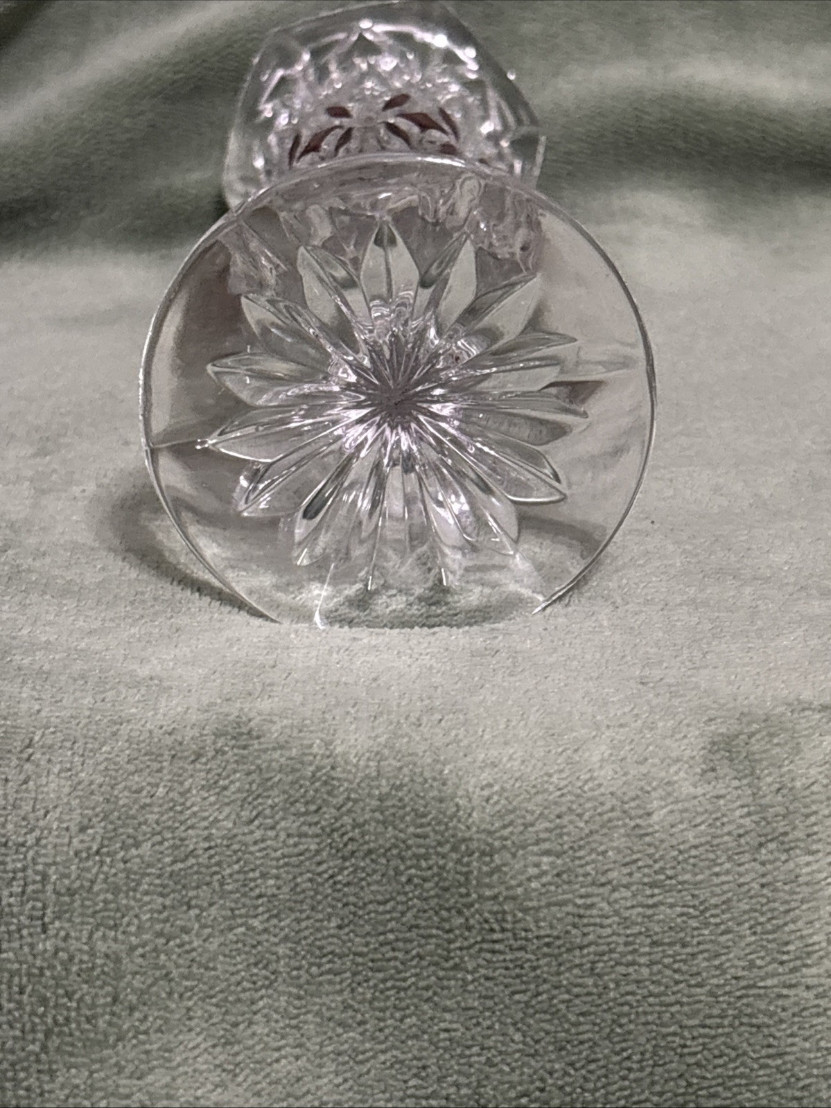 Vintage Echt Bleikristall 8 In Clear And Red/plum Crystal Footed Bud Vase