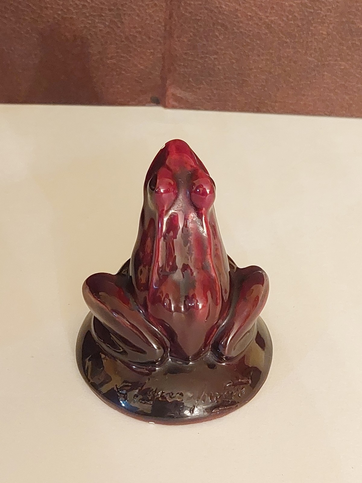 “Ceramiche E Gran Arte” Flambé Red Frog Figurine Model No. 999 Origin Italy; 3″