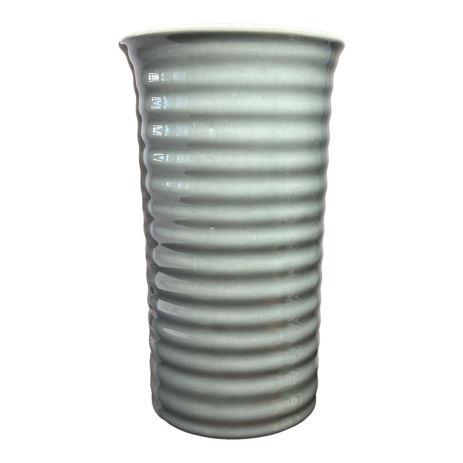 Bauer Company Pottery Ringware Dove Grey Glossy 7.25” Vase Los Angeles 2000