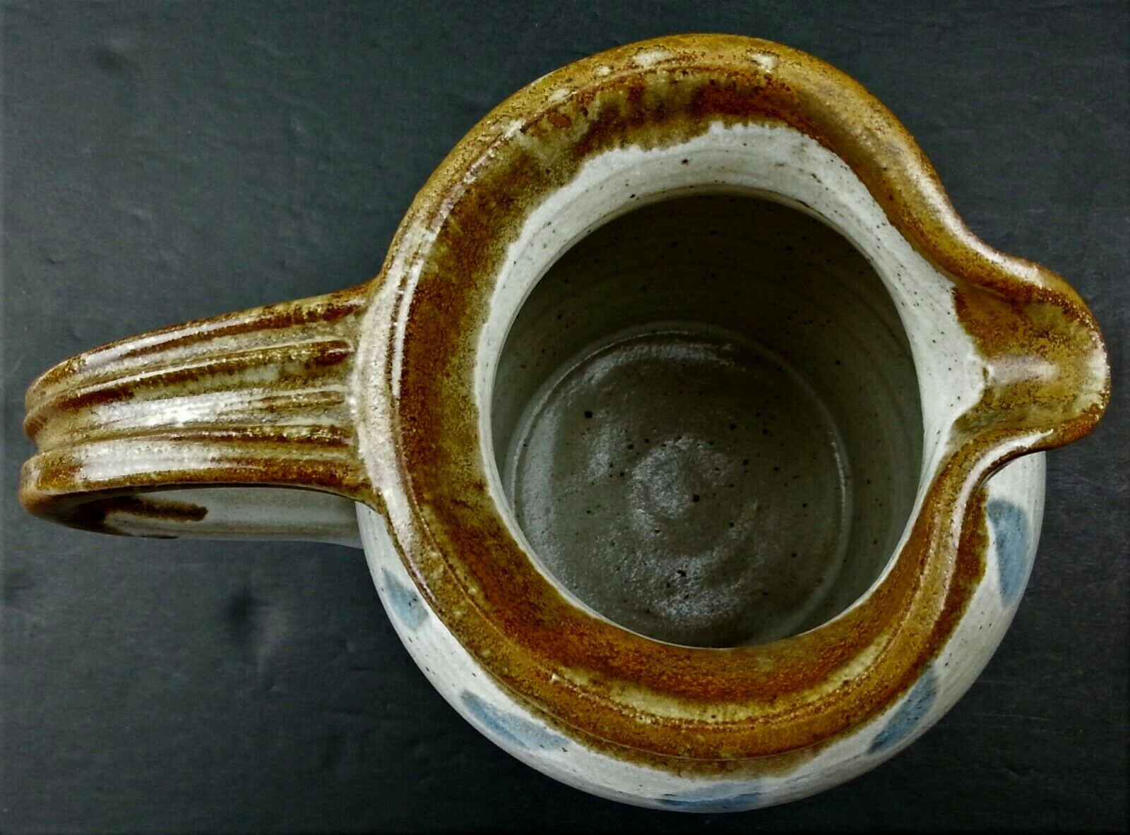 Stoneware Pitcher SIGNED Heavy Decorative Ceramic Pottery Decor Art 7 1/4″