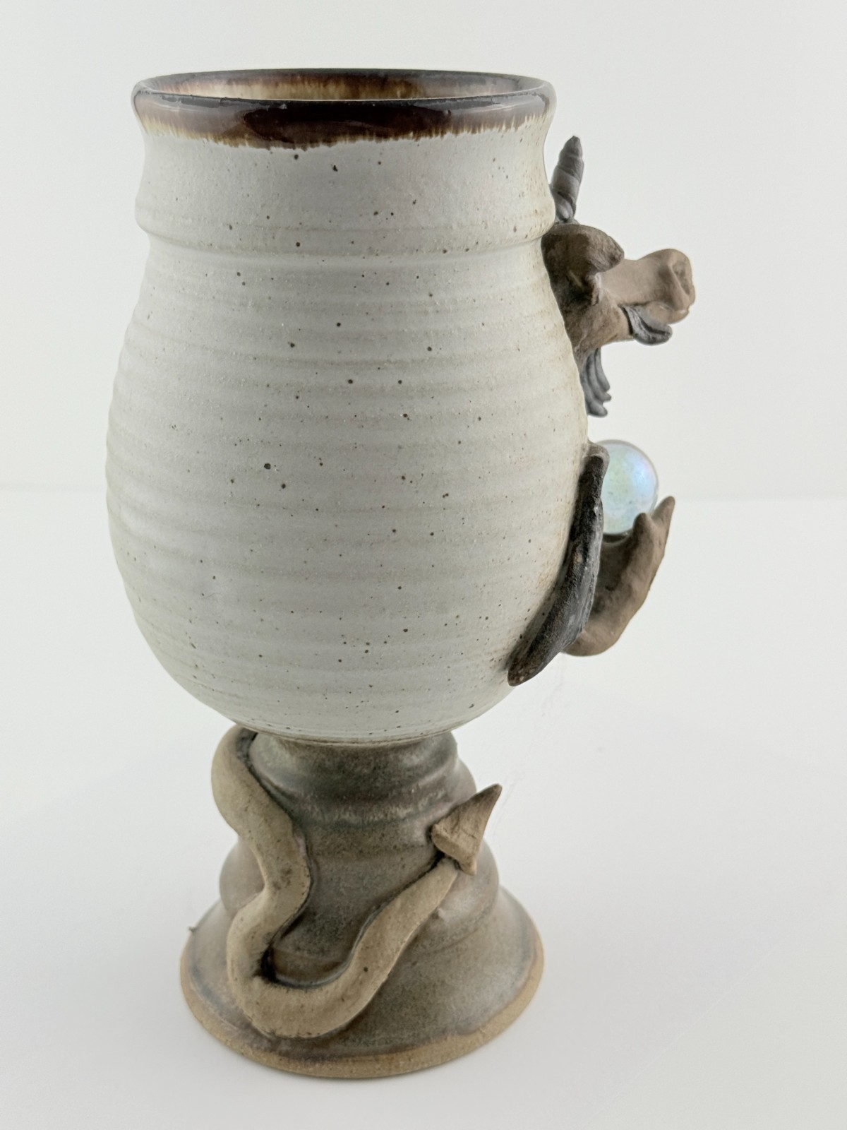 Vintage Stan Dzedzy Studio Art Pottery Whimsical Unicorn Dragon Pottery Vase
