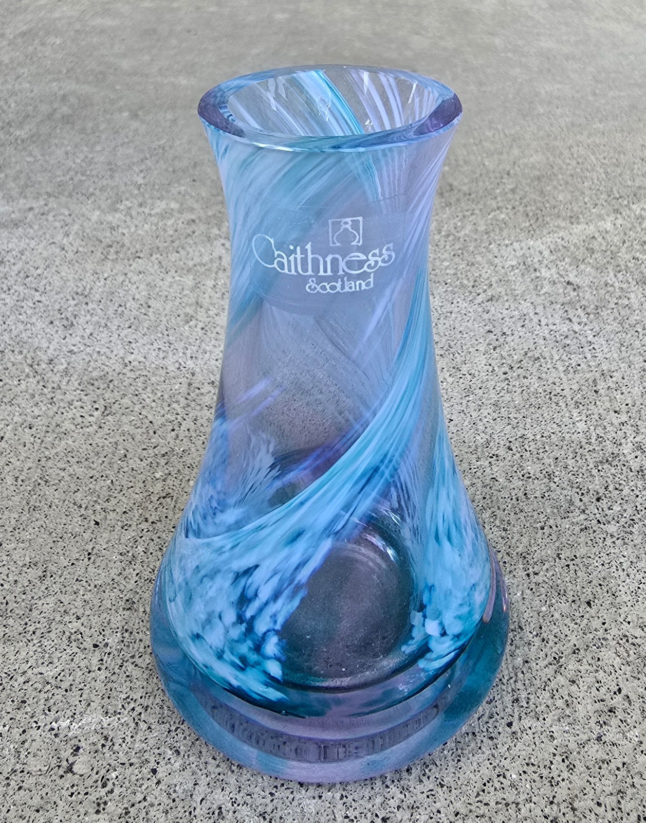 Caithness Scotland Lilac Purple Green White Swirl Art Glass Bud Vase 3 7/8″