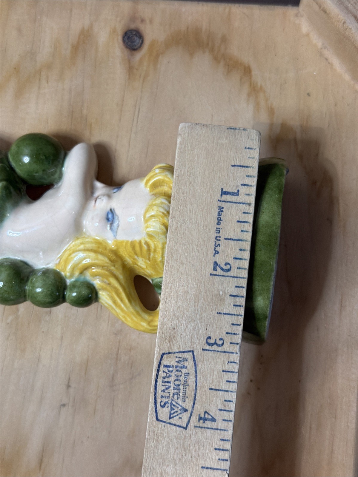 Vintage Goode Mold Ceramic Mermaid Wall Pocket 1950’s Kitchy Blond Hair Green