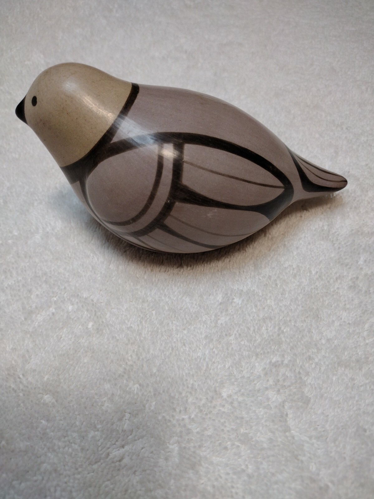 Clay Pottery partridge/ pigeon Bird signed la Serene folk art roughly 5×4