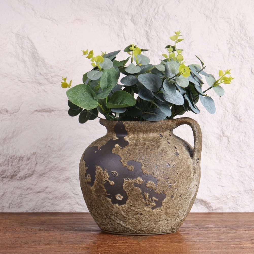 Wabi Sabi Rusty Vintage Vase, 7.9″ Tall Wabi Sabi Decor Rustic Farmhouse Pottery