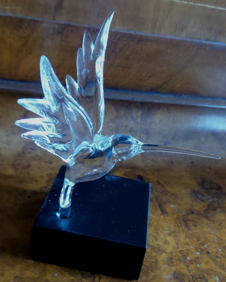 Frabel Studios Hummingbird Glass Sculpture dated 1992