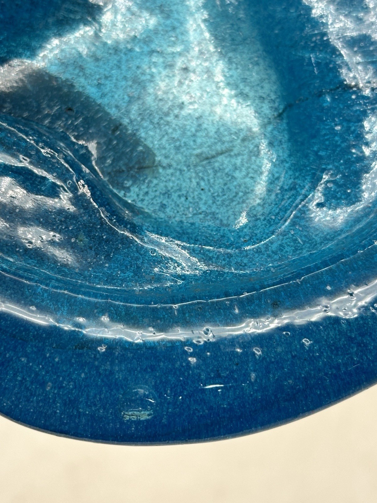 Blue Blown Art Glass Trinket Decor Dish Hand Molded Novice Piece Ashtray