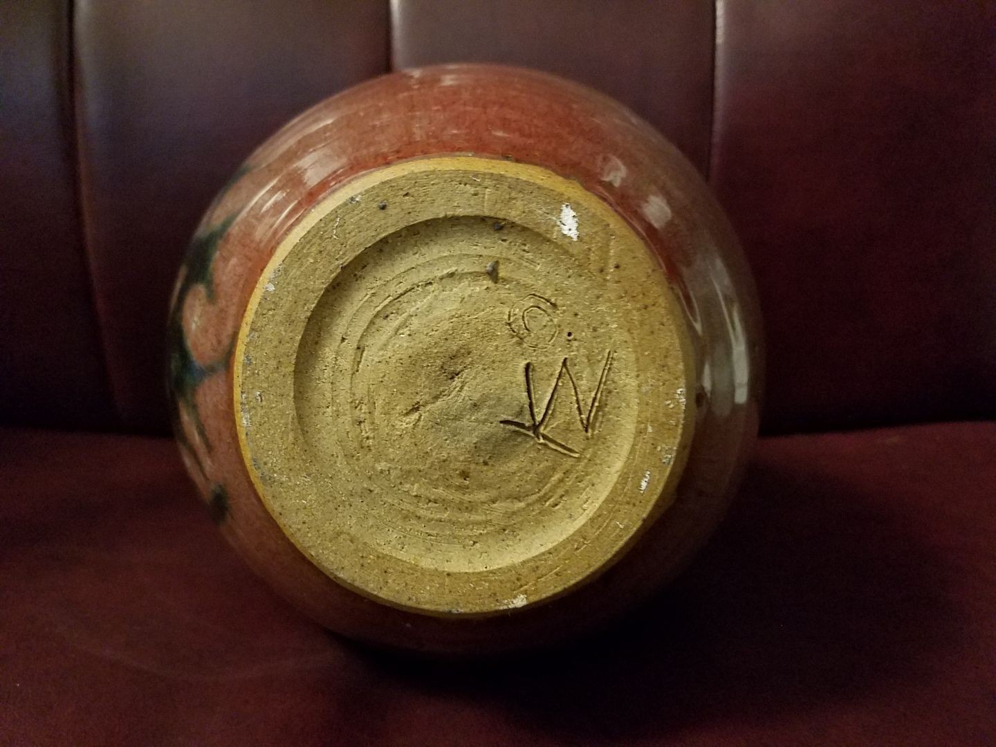 Abstract Art Pottery Vase  with painted Tree  Signed