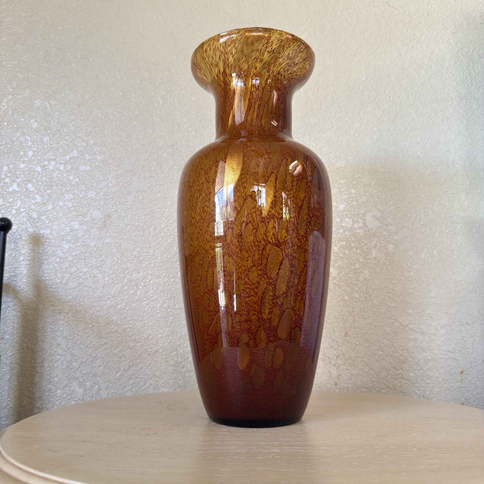 Azzurra Maestri Vetrai Italy Blown Glass Vases Red Gold Splatter