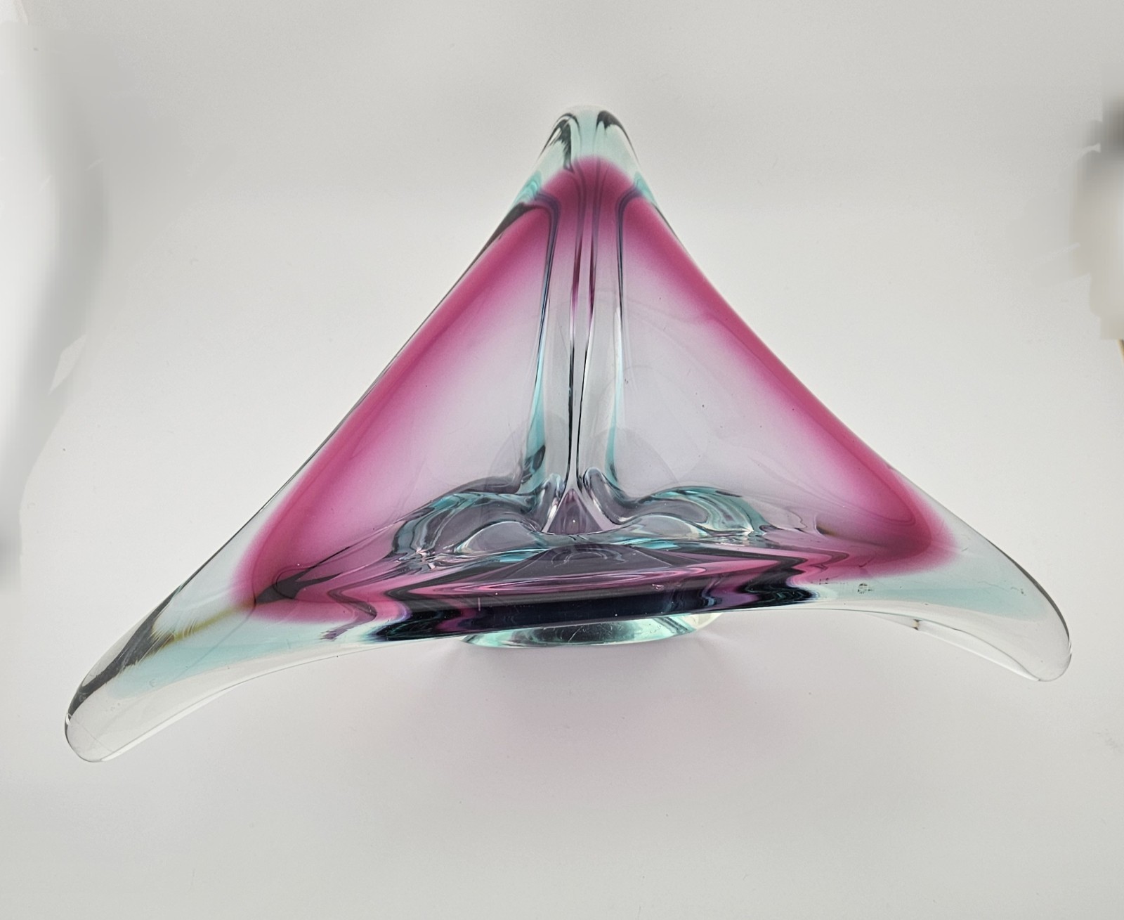 Vintage Murano Sommerso Beautiful Art Glass Heavy Geode Ashtray Bowl Dish