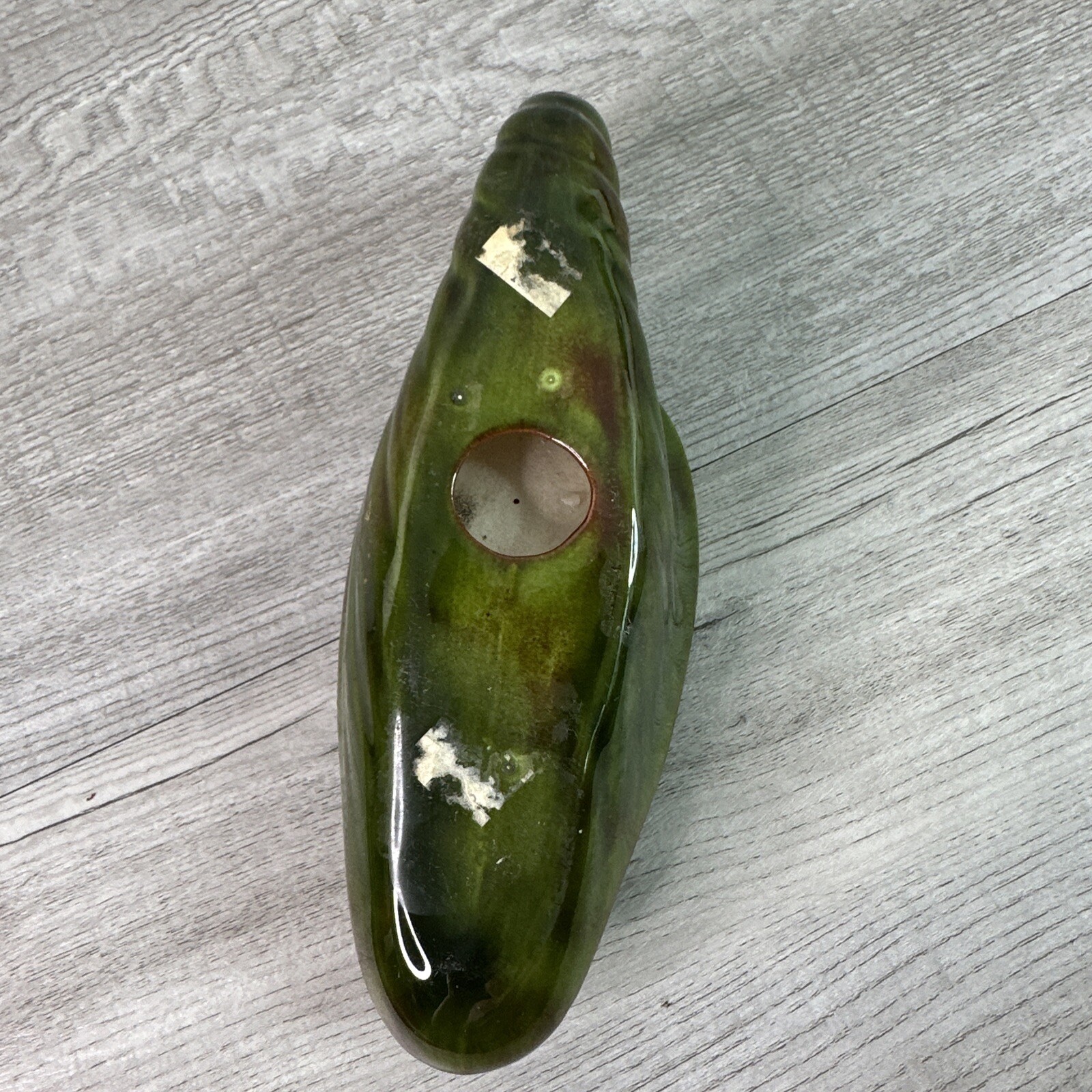 Vintage Unbranded Cornucopia Horn Candle Holder Green & Brown