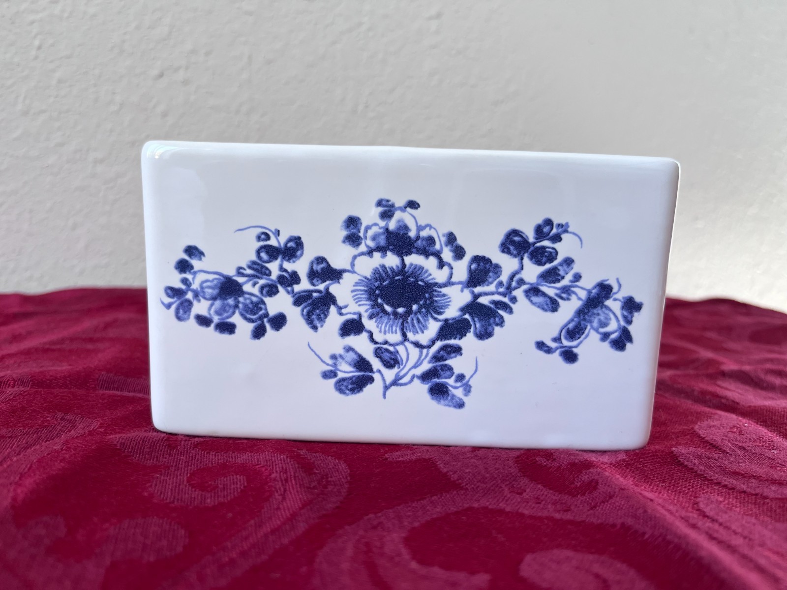 Vtg MMA-AMB Metro Museum of Art Repro Delft Blue Flower Frog Brick Portugal