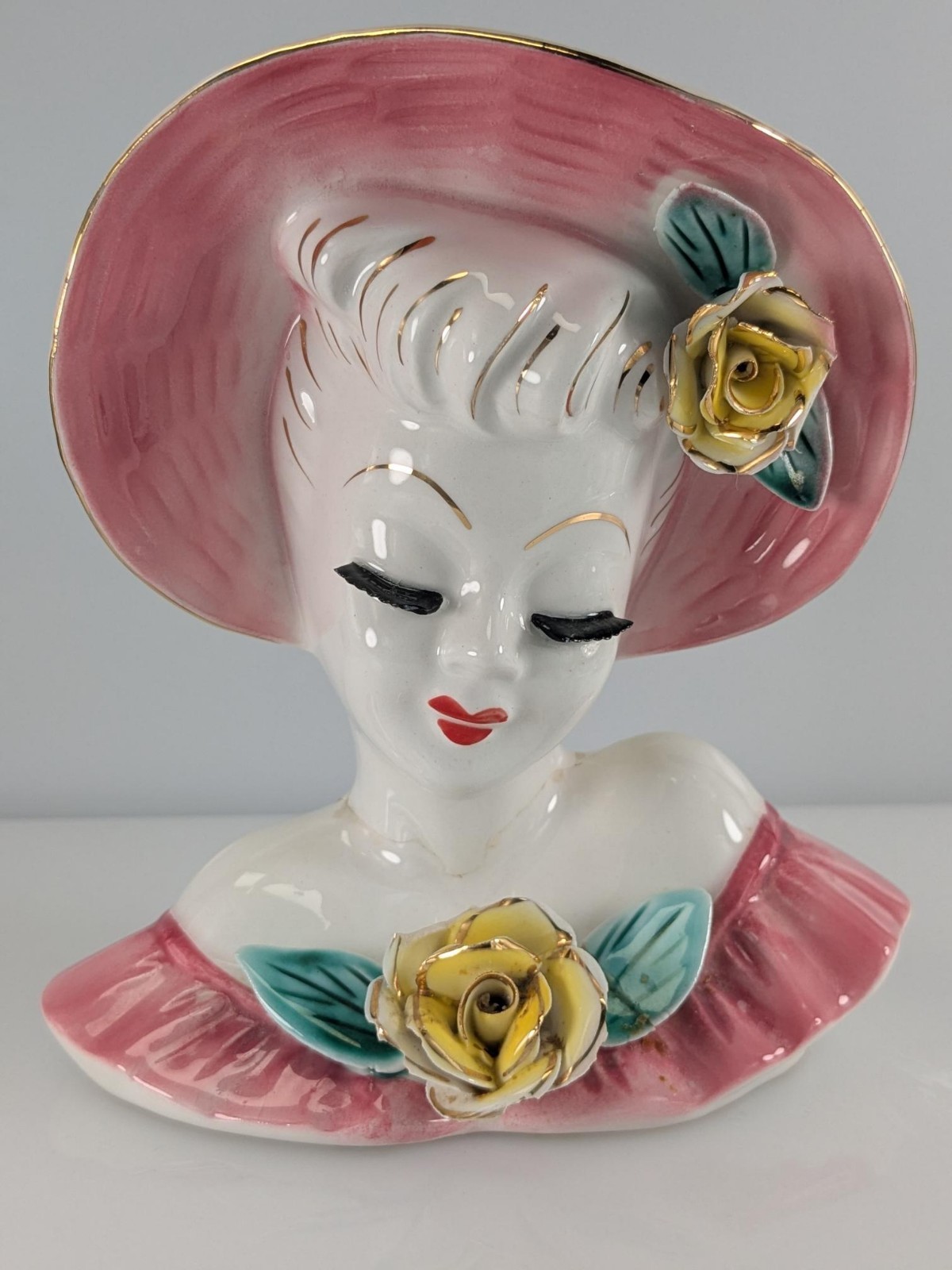 Vintage Lady Head Vase Crack Head