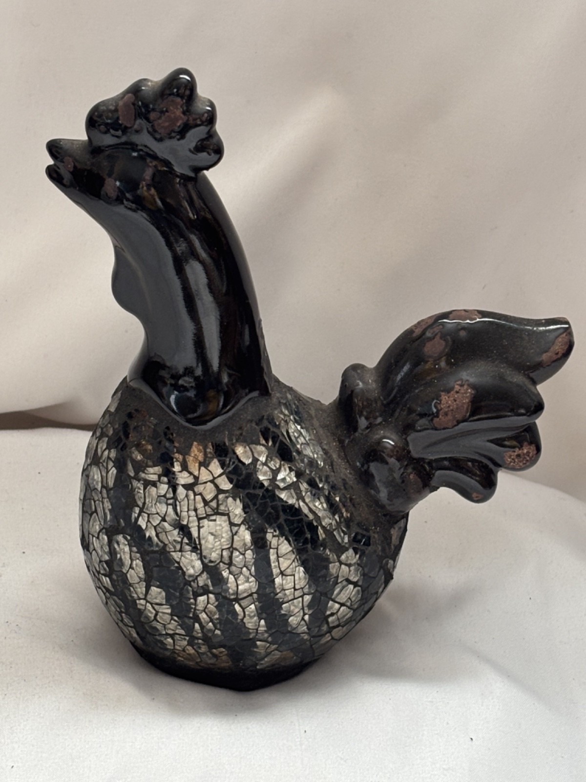 Vintage Murano Style Art Glass Rooster Figurine Sculpture 7 1/2 in Heavy
