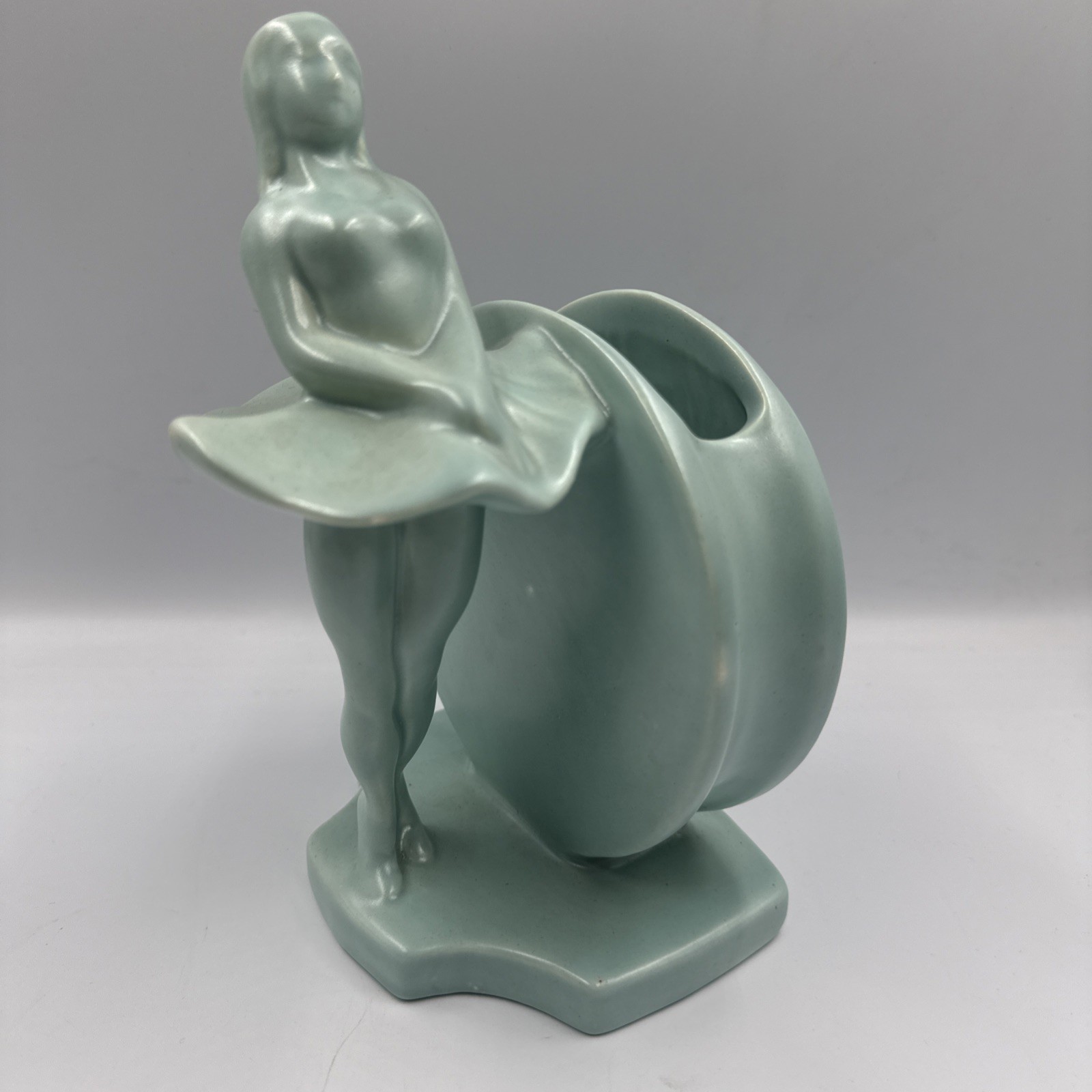 Royal Haeger Pottery Ballerina Dancer Vase 8″ VTG 40’s MCM Blue Art Deco Decor