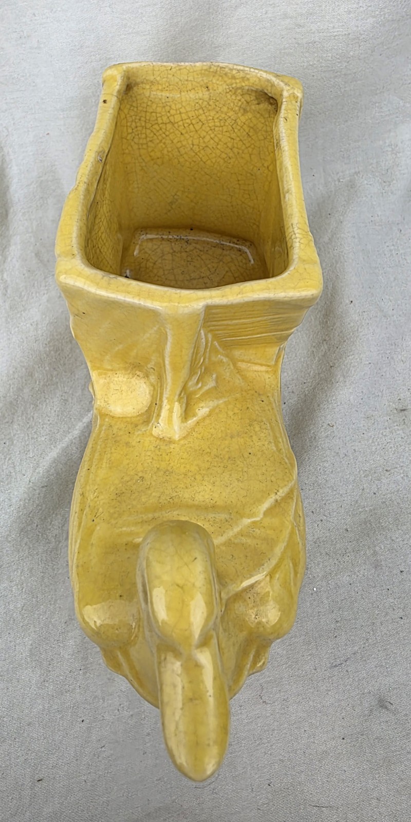 Vintage Nelson McCoy NM Canary Yellow Duck w/ Wagon Cart Planter Pot Made in USA