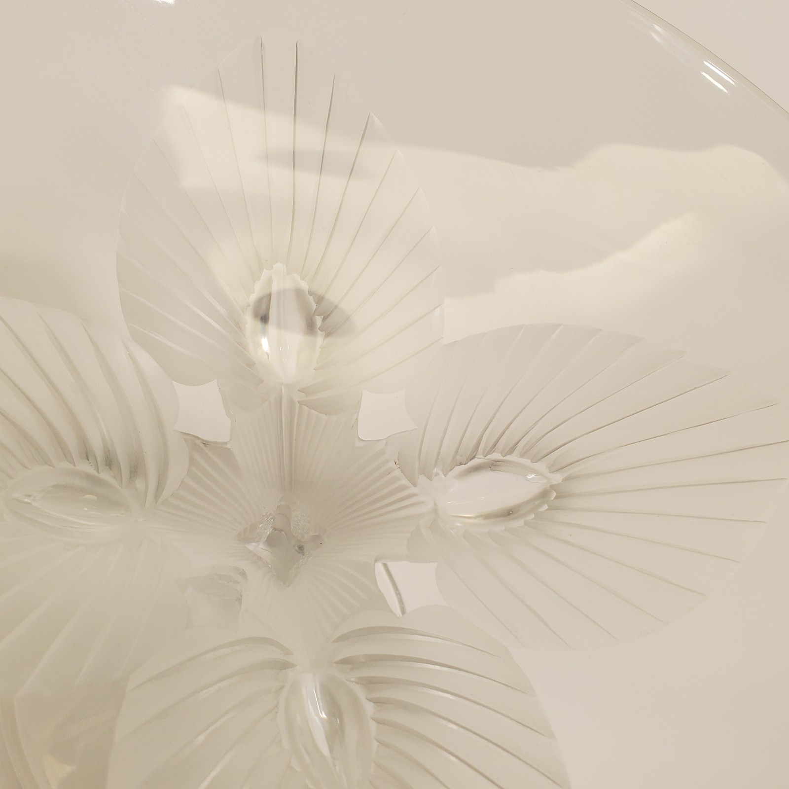 VTG Lalique France Virginia Peacock Crystal Compote Bowl Frosted Pedestal Signed