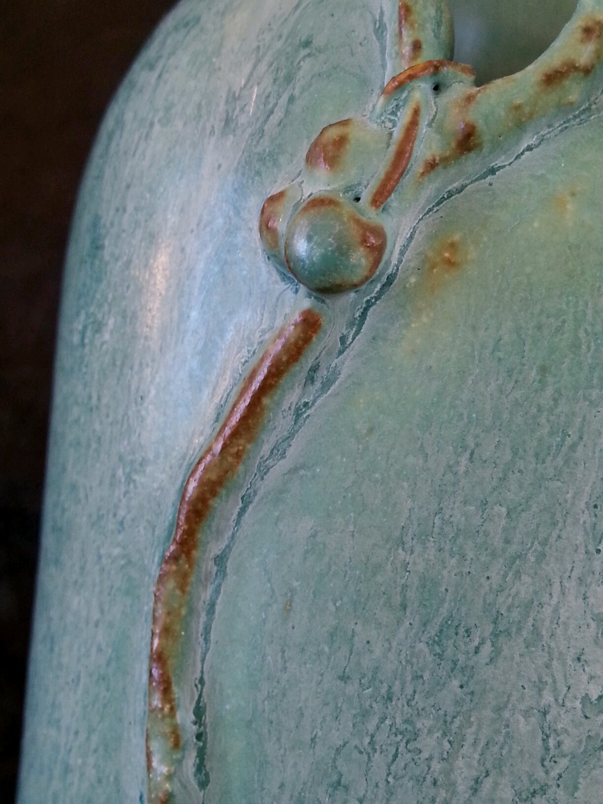 Vintage Haas art pottery turquoise stoneware vase 6.75 inches